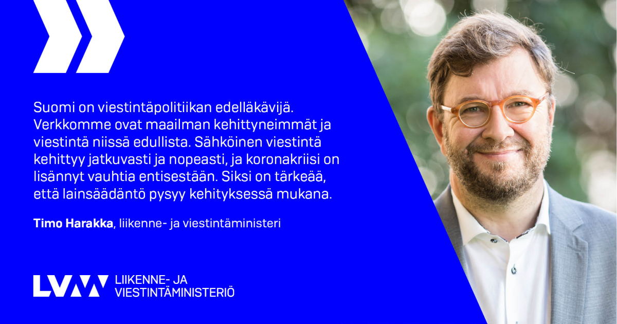Liikenne- ja viestintäministeri Timo Harakka. Kuva: Laura Kotila / VNK