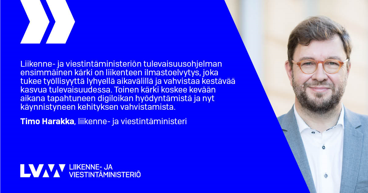 Liikenne- ja viestintäministeri Timo Harakka (Kuva: Laura Kotila/VNK, LVM)
