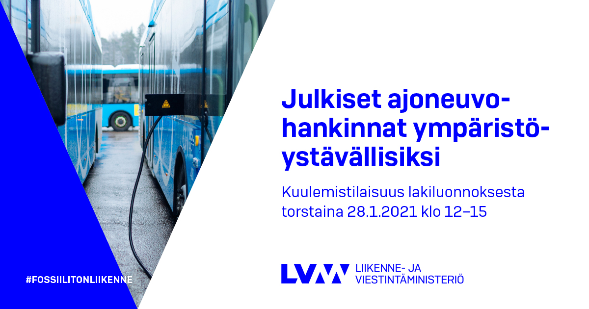 Kuulemistilaisuus 28.1.2021 lakiluonnoksesta, joka joka koskee julkisen sektorin ajoneuvo- ja liikennepalveluhankintojen ympäristövaatimuksia. (Kuva: LVM ja Mika Pakarinen / Keksi Agency)