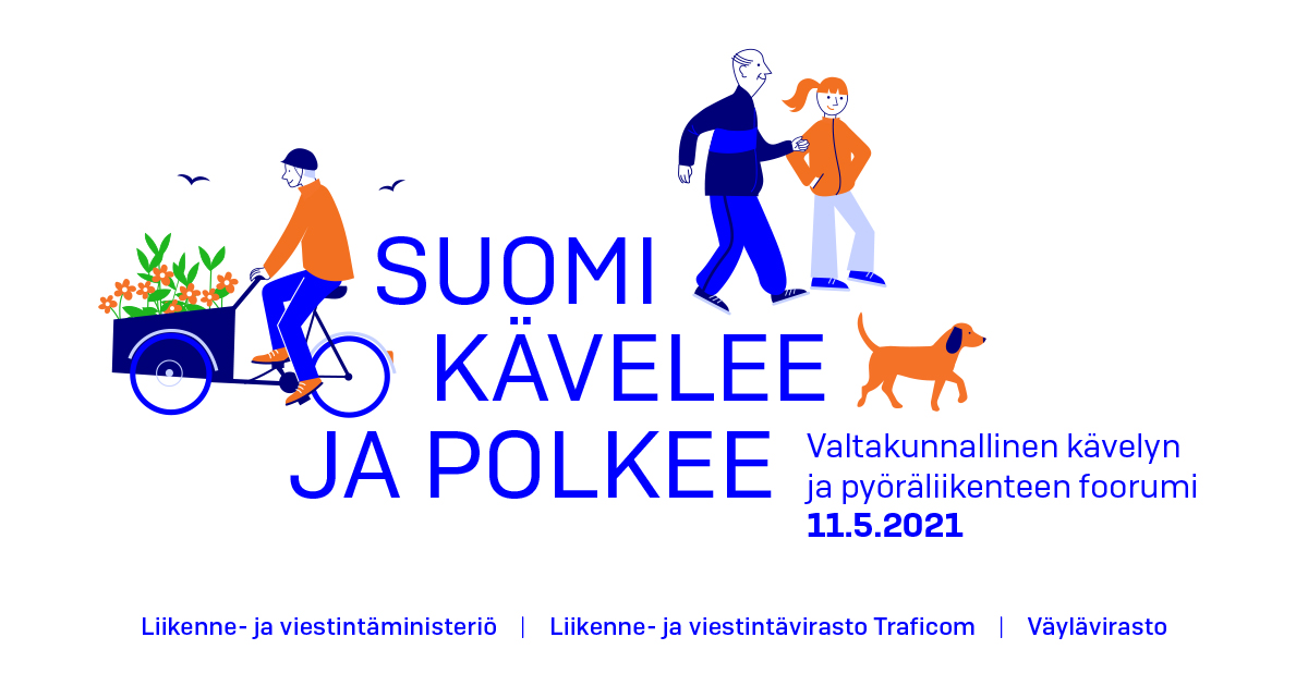 Valtakunnallinen kävelyn ja pyöräliikenteen foorumi 11.5.2021 (Kuvitus: LVM ja Kati Närhi)