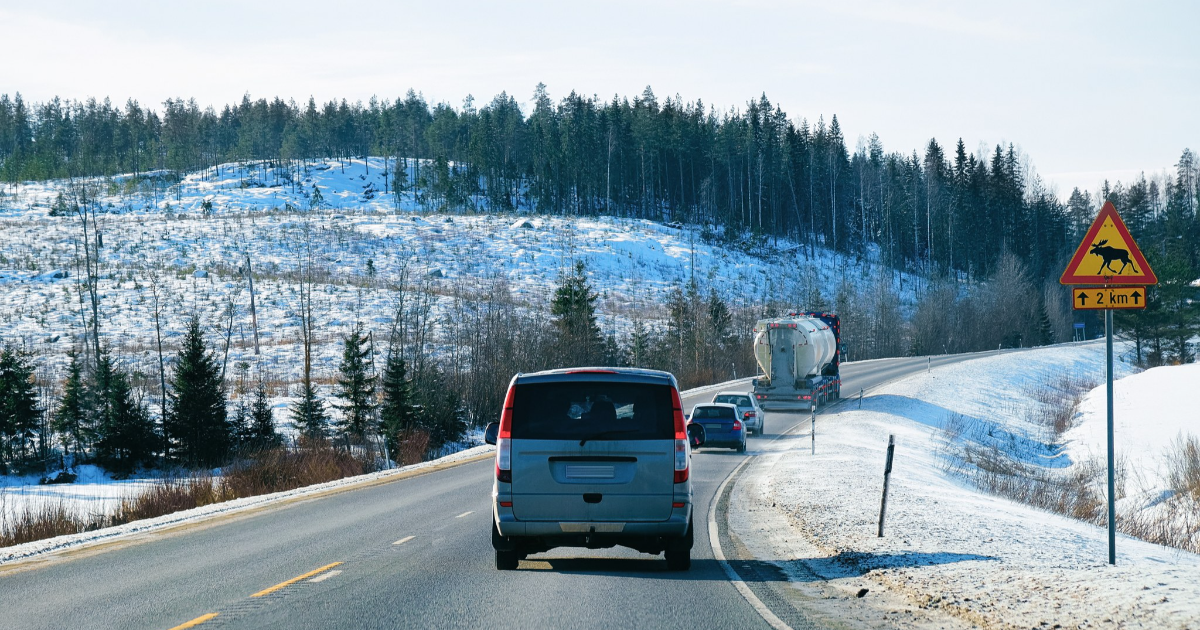 Autoja talvisella tiellä (Kuva: Shutterstock/Roman Babakin)