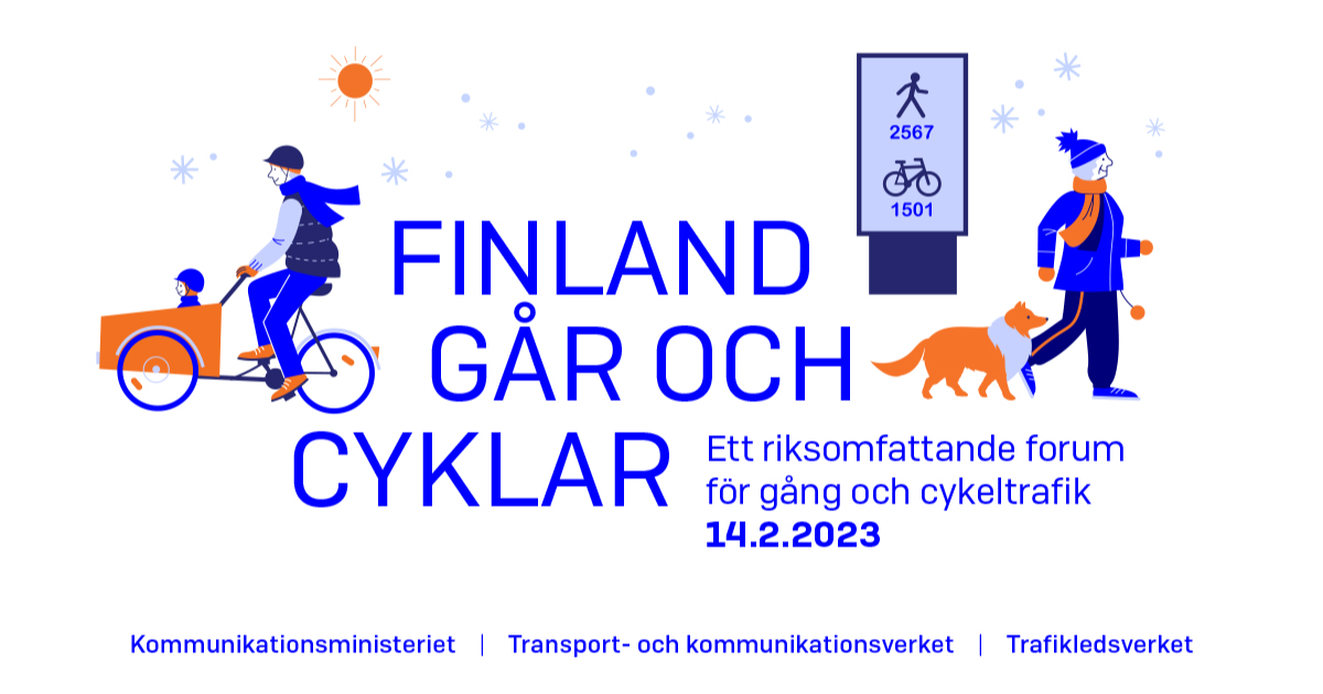 Finland går och cyklar. Ett riksomfattande forum för gång och cykeltrafik 14.2.2023. (Bild: LVM)